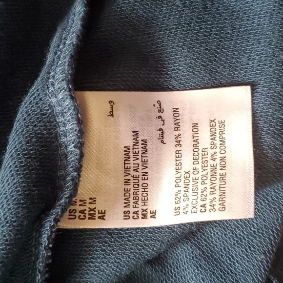 Ideology top women’s size medium blue cinch front crop long sleeve v-neck - Picture 10 of 12